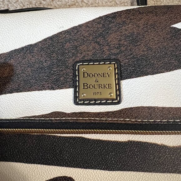 Dooney and Bourke Serengeti Foldover Zip Crossbody, Zebra/Black - Picture 2 of 8